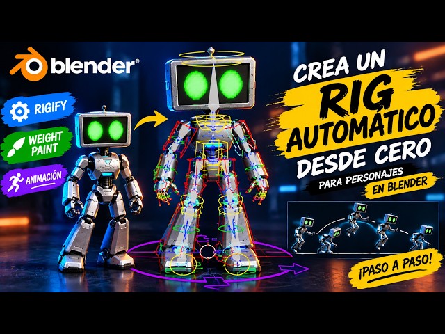 How to CREATE an AUTOMATIC RIG for Characters in Blender 🤖 | Rigify + Weight Paint + Animation