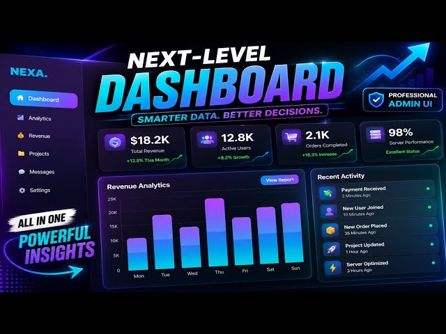 Next-Level Admin Dashboard UI 🔥 | HTML CSS Dashboard Design 2026 !