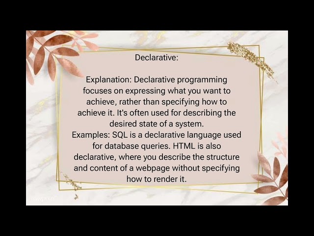 Programming paradigms