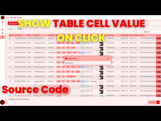Show HTML Table Cell Value on Click | JavaScript + Google Apps Script