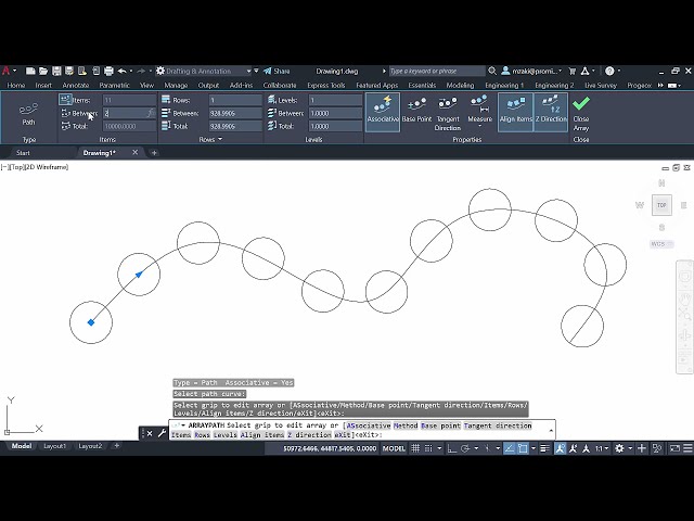 Copy an object along a path curve | ARRAYPATH | AutoCAD Tips in 60 Seconds