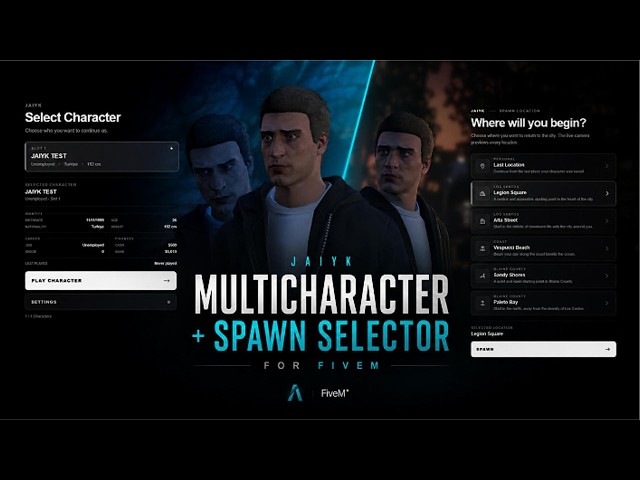 Multicharacter + Spawn Selector | FiveM Script Showcase