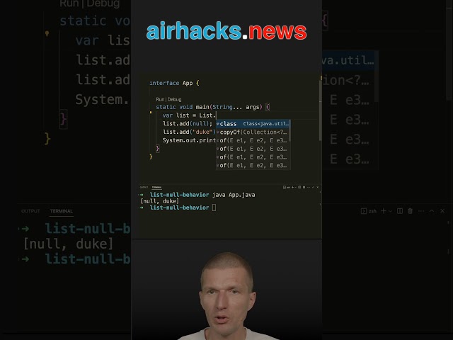 null in ArrayList vs. List.of #java #shorts