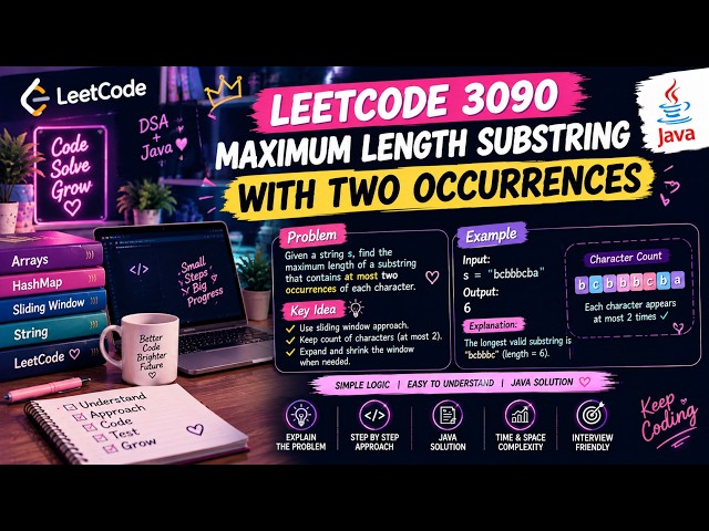 LeetCode 3090 | Maximum Length Substring With Two Occurrences | Java Solution 💻🔥