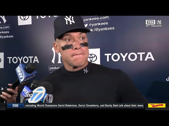 Aaron Judge in the clubhouse on the Yankees' early success
