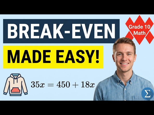 Break Even Word Problem — Hoodie Business Example (Linear Equations)