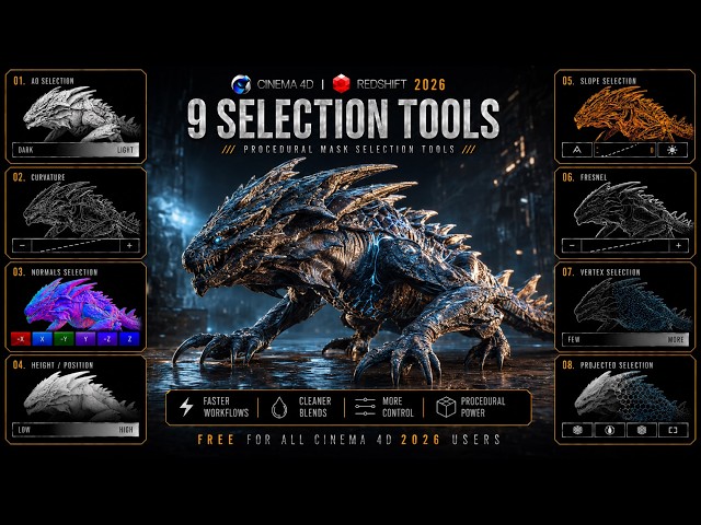 Free Cinema 4D + Redshift Mask Selection Tool Pack Part 2