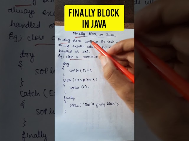 Finally block in Java #java #javaprogramming #javadeveloper #javaforbeginners #100daysofcode #learn