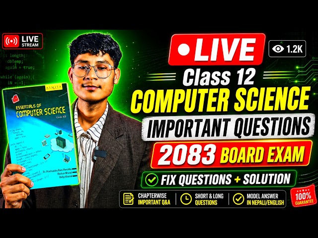 🔴 LIVE: Class 12 Computer Science Programming Fix Questions  2083 | NEB Exam Preparation Computer