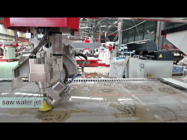 HKNC-650J waterjet sawjet 5 Axis CNC bridge saw water jet Stone  cutting machine for granite marble