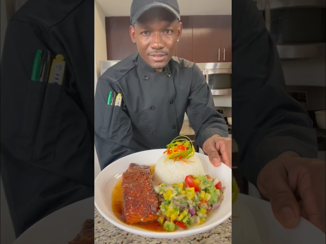 Jamaican Honey Garlic Salmon with Avocado Salsa & White Rice 🇯🇲🔥 |  Island Dinner Vibes