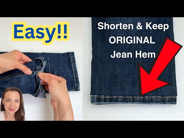 How to Shorten Jeans-Keep the Original Factory Jean Hem  - Pro results with Domestic Sewing Machine