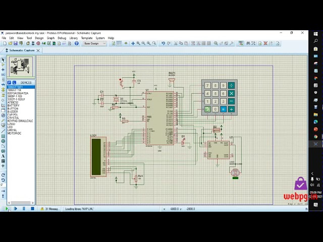circuit diagram of password based door lock system using 8051 on protuse