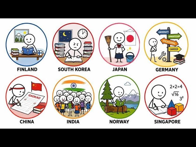 explained the school systems of 8 major countries in 15 minutes