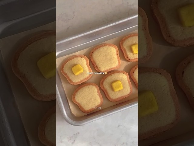 💌 ୨♡ Butter toast cookies 🎀 *:･ﾟ✧ #cookies #baking #cute #fypシ