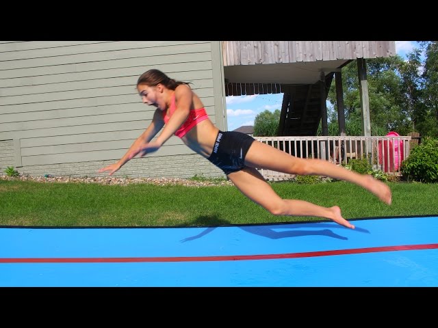 STICK IT GYMNASTICS CHALLENGE ON SLIP N SLIDE! | TheCheernastics2
