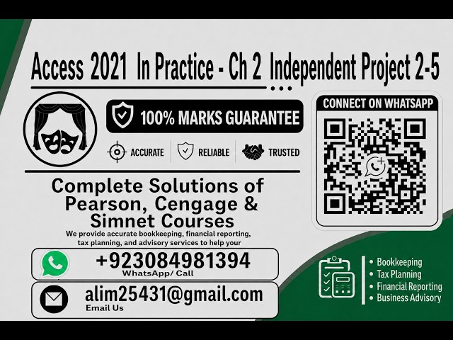 Access 2021 In Practice - Ch 2 Independent Project 2-5 | Independent Project 2-5 | SIMNET
