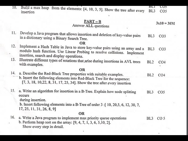 Advanced data structures through JAVA CVR COLLEGE 2025 PAPER
