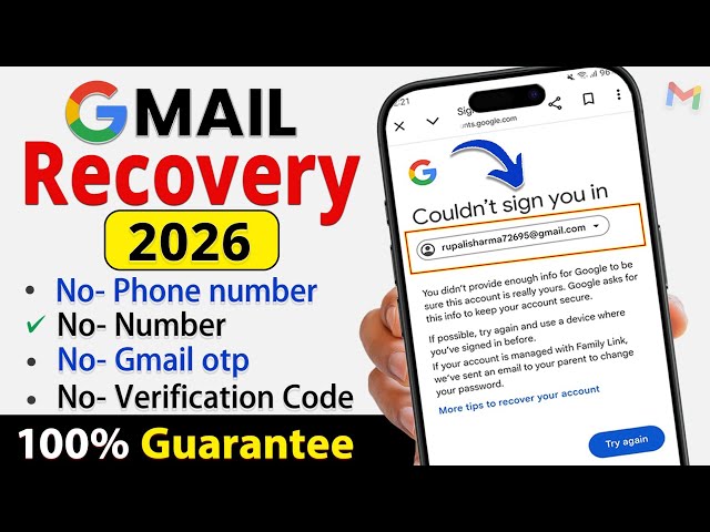 Gmail Account Recovery | Google Couldn't sign you in | How to recover gmail account