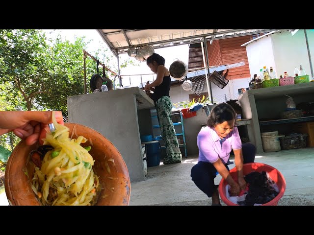 Taste of Thailand: Elevate Your Papaya Salad with Local Goodness, My mom washes clothes by hand.