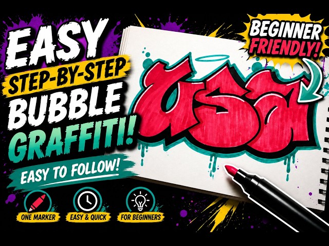 How to Draw Graffiti Letters for Beginners | Easy Step-by-Step Tutorial