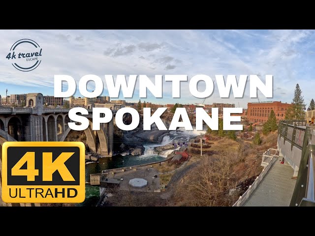 4k Spokane, Washington downtown walk tour