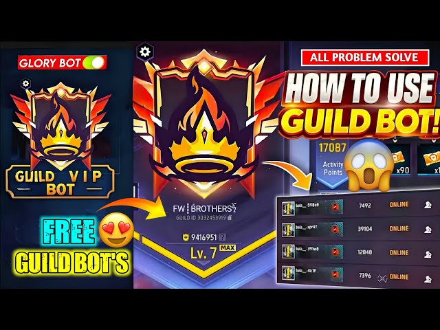 How to use guild glory bot's🤔.Free fire guild glory bot free | Guild glory bot setup | FW AZAD 100k!