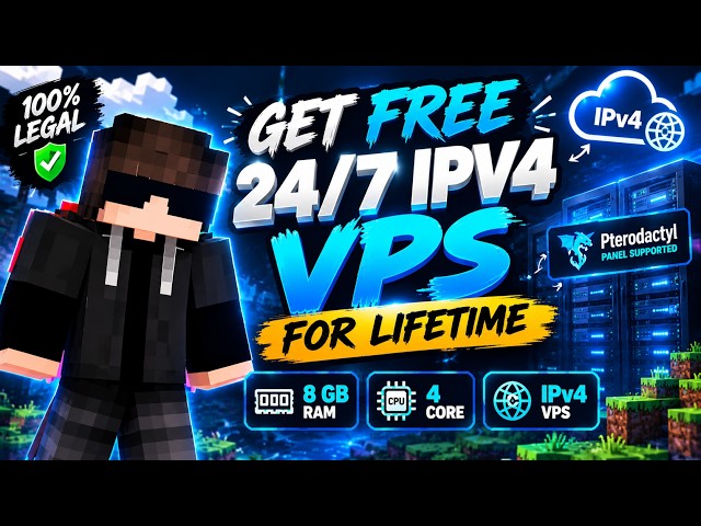🔥 Get FREE 24/7 IPv4 VPS for Lifetime! | 8GB RAM + 4 Core | Pterodactyl Supported