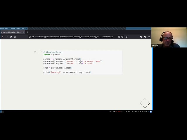 Creating CLI Applications In Python, by Patricio Paez. Boston Python Presentation Night, 16 Feb 2023