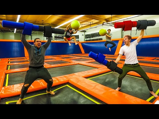 OVERNIGHT IN A TRAMPOLINE PARK! (WE GET CAUGHT!)