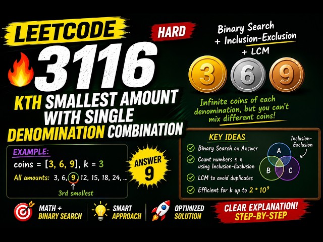 LeetCode 3116 🔥 Kth Smallest Amount | Binary Search + Inclusion-Exclusion #python #dsa #leetcode