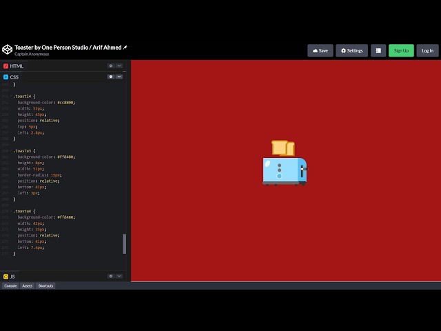 ASMR Programming - Toaster in HTML & CSS - No Talking