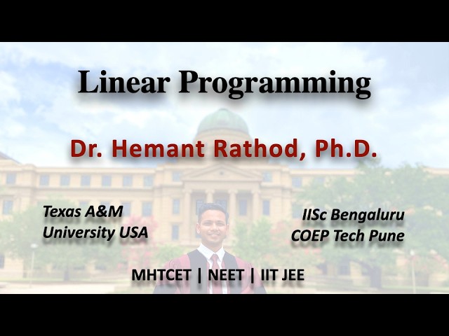 Maths - Linear Programming - Lecture 3 - MAHA Board 11th & 12th | MHTCET | JEE
