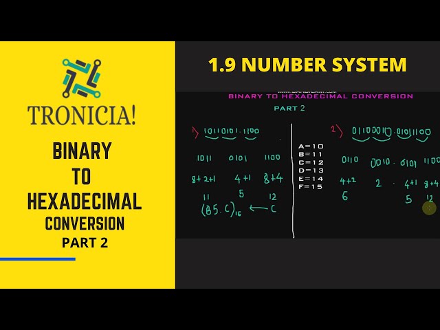 1.9 BINARY TO HEXADECIMAL CONVERSION- PART 2 | NUMBER SYSTEMS | DIGITAL ELECTRONICS | TRONICIA!