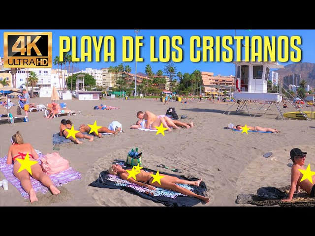 Playa de Los Cristianos // Beach Walk Tour Tenerife Spain December 2021 4K