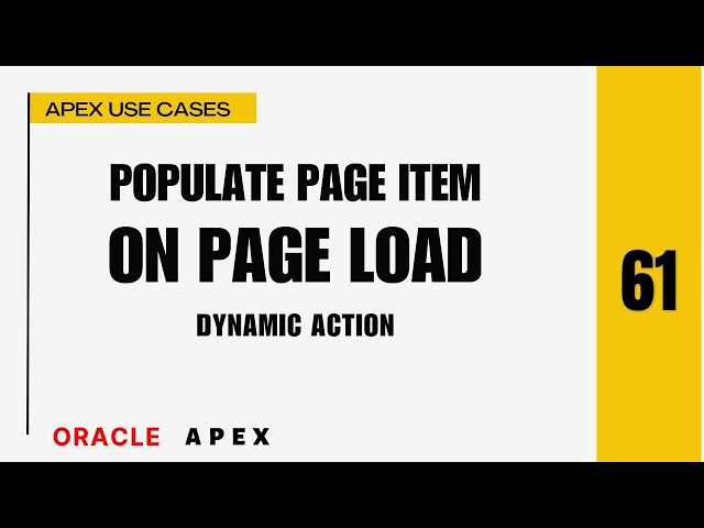 APEX 61: How to Populate Page Item on page load in Oracle APEX | static value SQL PLSQL JavaScript
