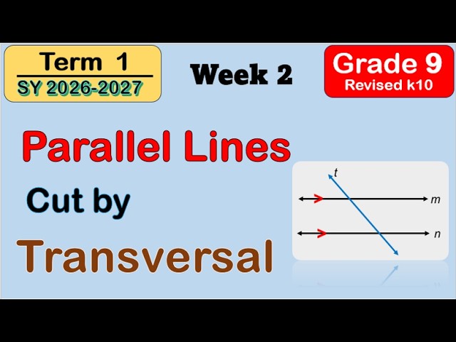 Grade 9 Math | Angles Formed by Parallel Lines Cut by Transversal | First Term (Term 1) Week 2