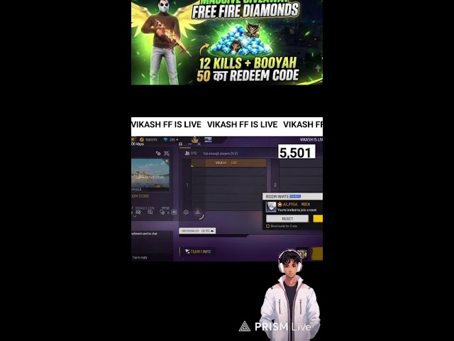VIKASH is live free frie redeem code custom 🤑