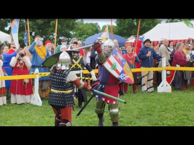 SCA Heavy Combat | Medieval Rattan Sword and Shield Fight | Master Tonis v Captain Magrat