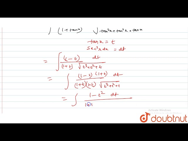 Evaluate: `inttan(pi/4-x)/(cos^2xsqrt(tan^3x+tan^2x+tanx))dx`