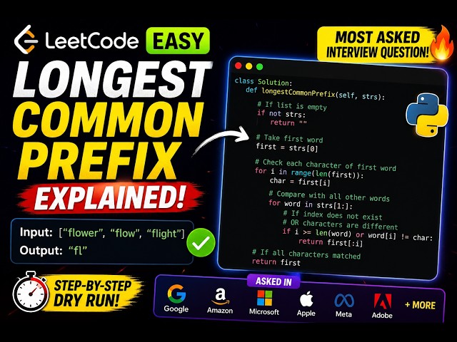 I TRIED Most Asked Coding Interview Question 🔥 | Longest Common Prefix