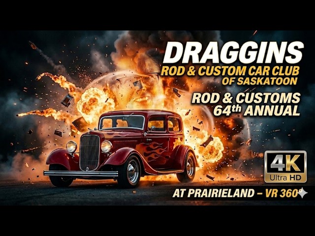 Draggins Rod & Custom Car Club of Saskatoon Rod & Customs 64th Annual At Praireland - VR 360°