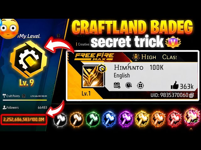 Free Fire Craftland New Level Up Trick 🤯 | 6 Levels Fast in 1 Day! 🔥