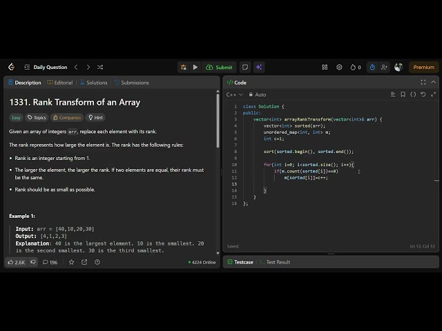 Leetcode 1331 || leetcode daily solution 12-07-2026 || C++ solution || No audio