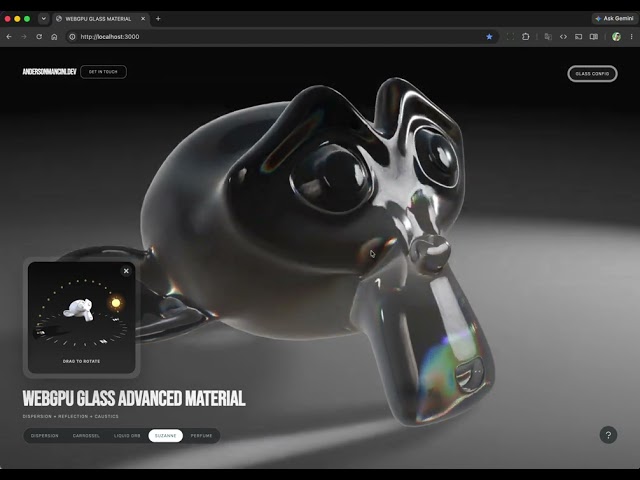 WebGPU Glass Dispersion + Caustics - Threejs