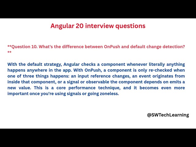 Angular 20 Interview Questions You MUST Know (Signals, Zoneless, Defer)