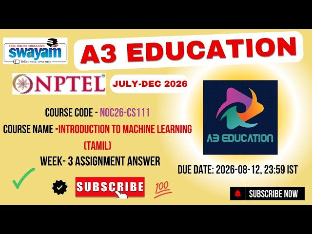 NPTEL Introduction to Machine Learning Week 3 Assignment Answers | noc26-cs111 | IIT Madras