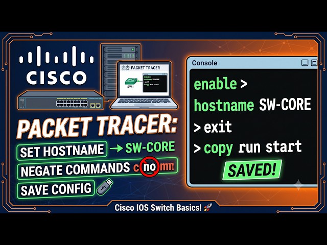 Cisco Packet Tracer Hostname, Negate Commands & Save Config