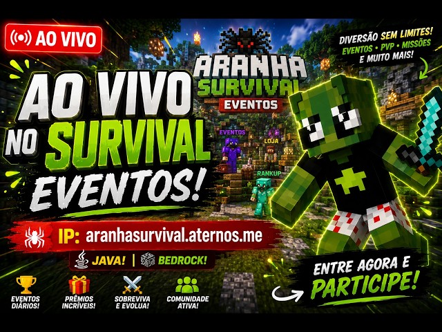 AO VIVO NO SURVIVAL EVENTOS BEDROCK E JAVA VENHA!