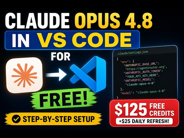 Claude Opus 4.8 FREE in VS Code! Get $125 Bonus Credits (No Subscription Required)
